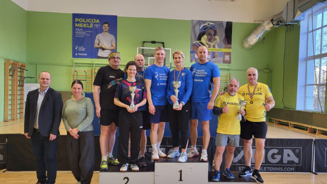 Valsts policijas čempionāta sacensībās galda tenisā uzvar Valsts policijas koledžas komanda
