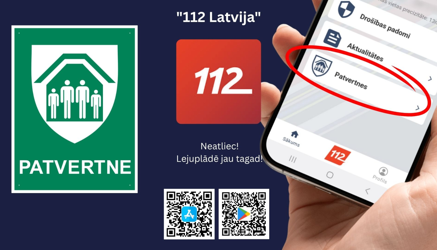 Patvertnes un 112 lietotne