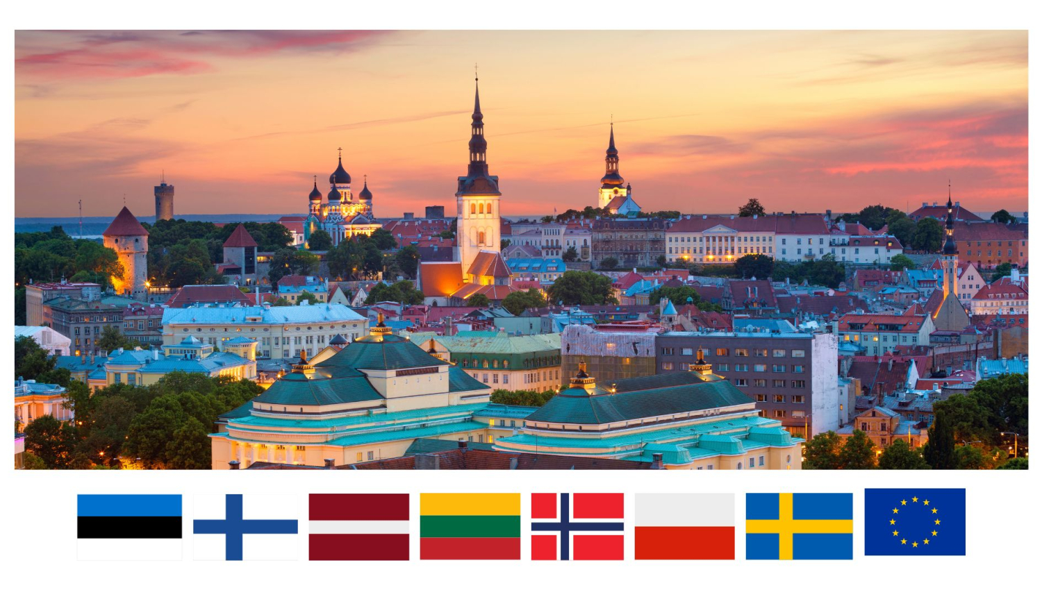 Tallinas panorāma un dalībvalstu karogi