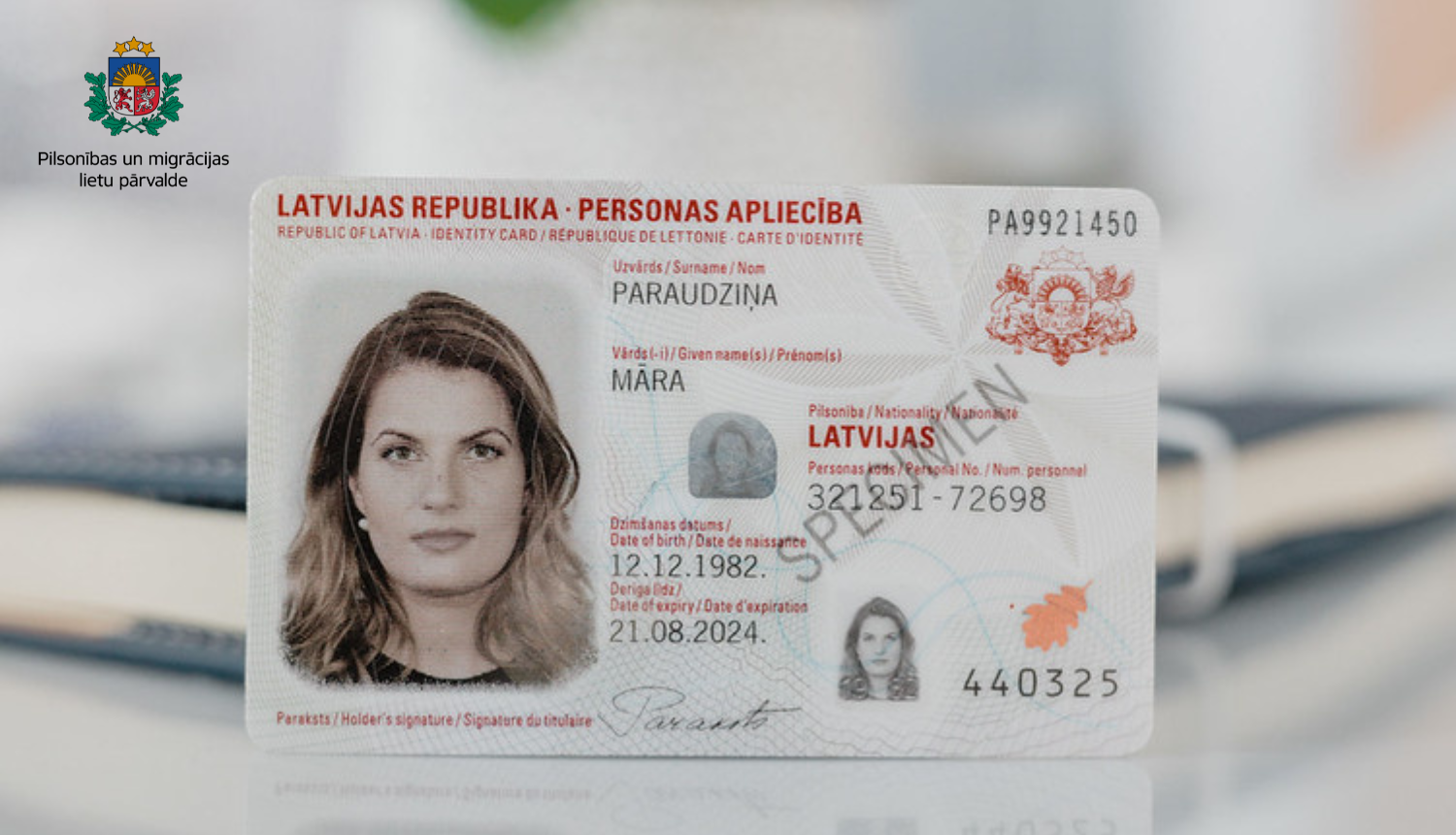 Personas apliecība - parauga foto