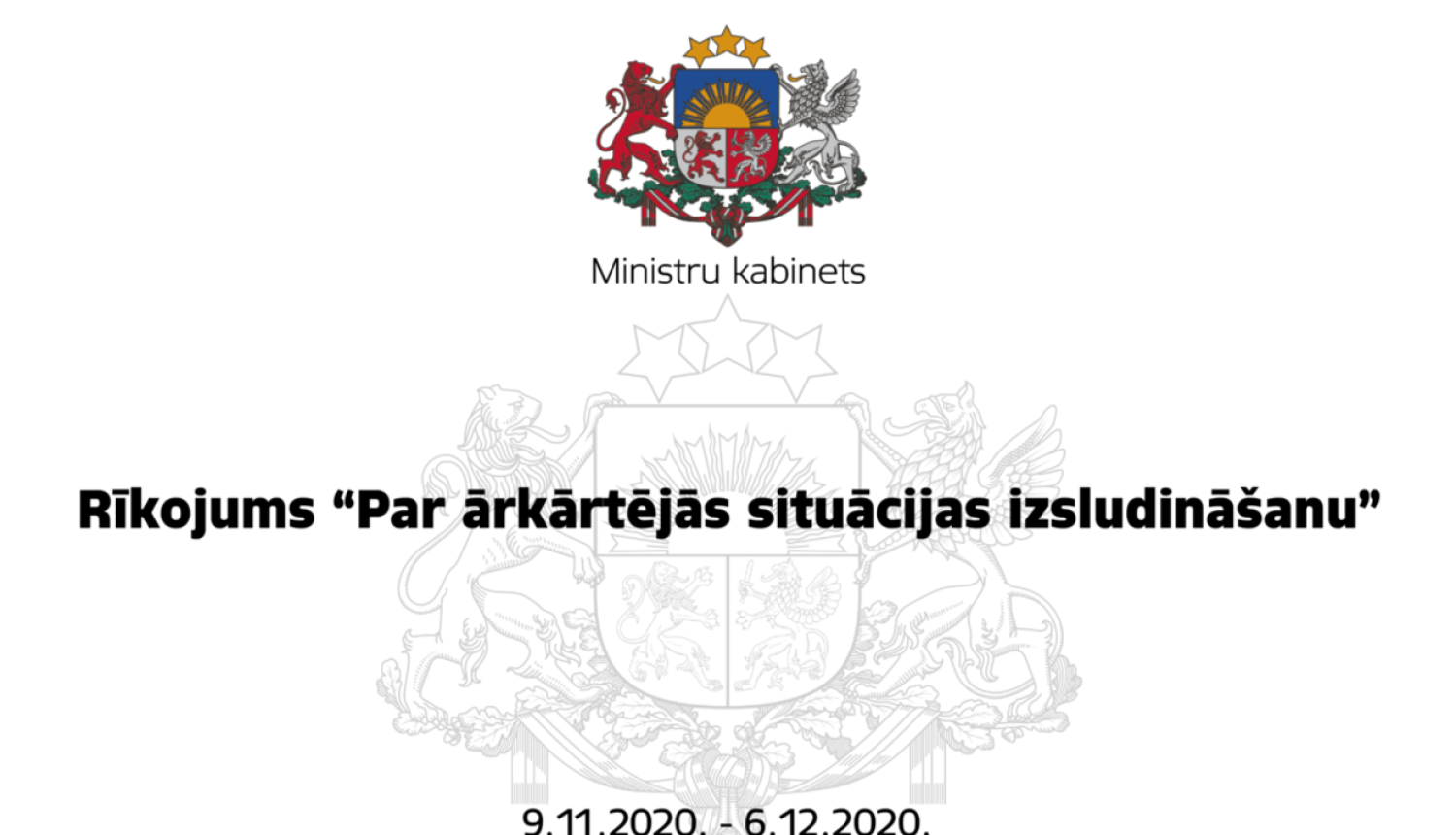 MK ārkārtējās situācijas rīkojums