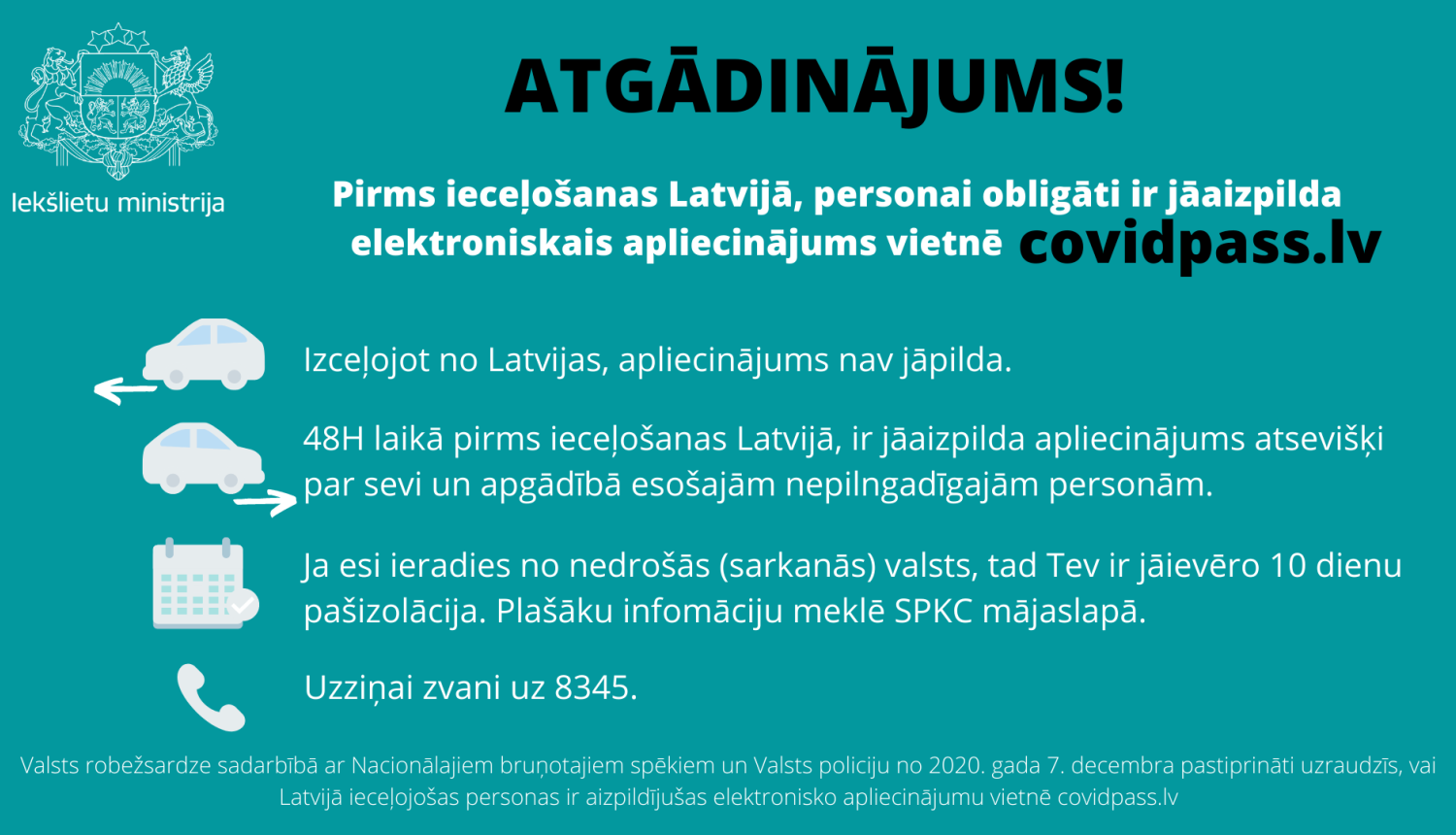 atgādinājums par covidpass.lv aizpildīšanu