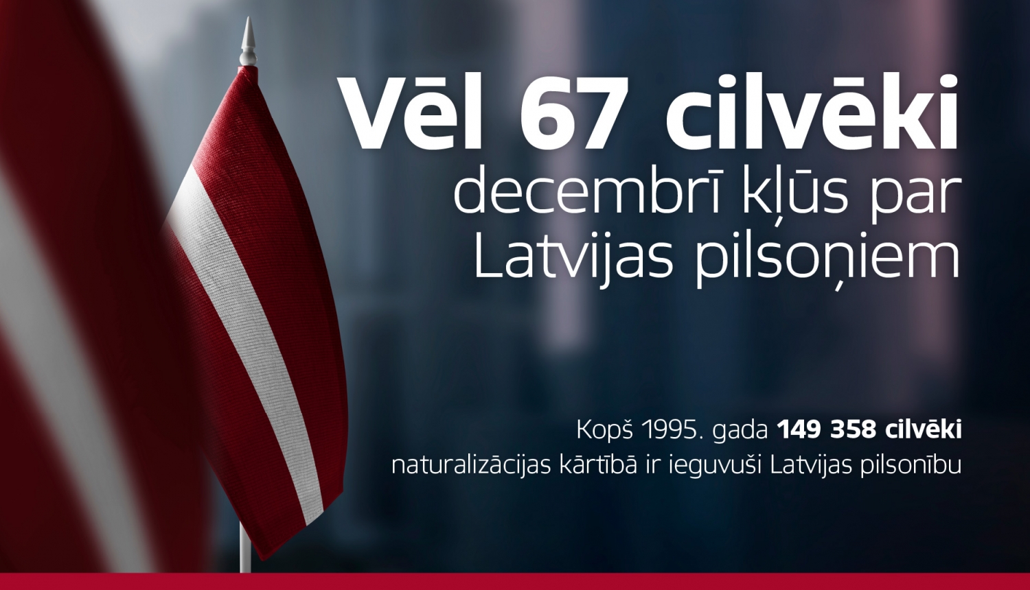 Vēl 67 cilvēki decembrī kļūs par Latvijas pilsoņiem