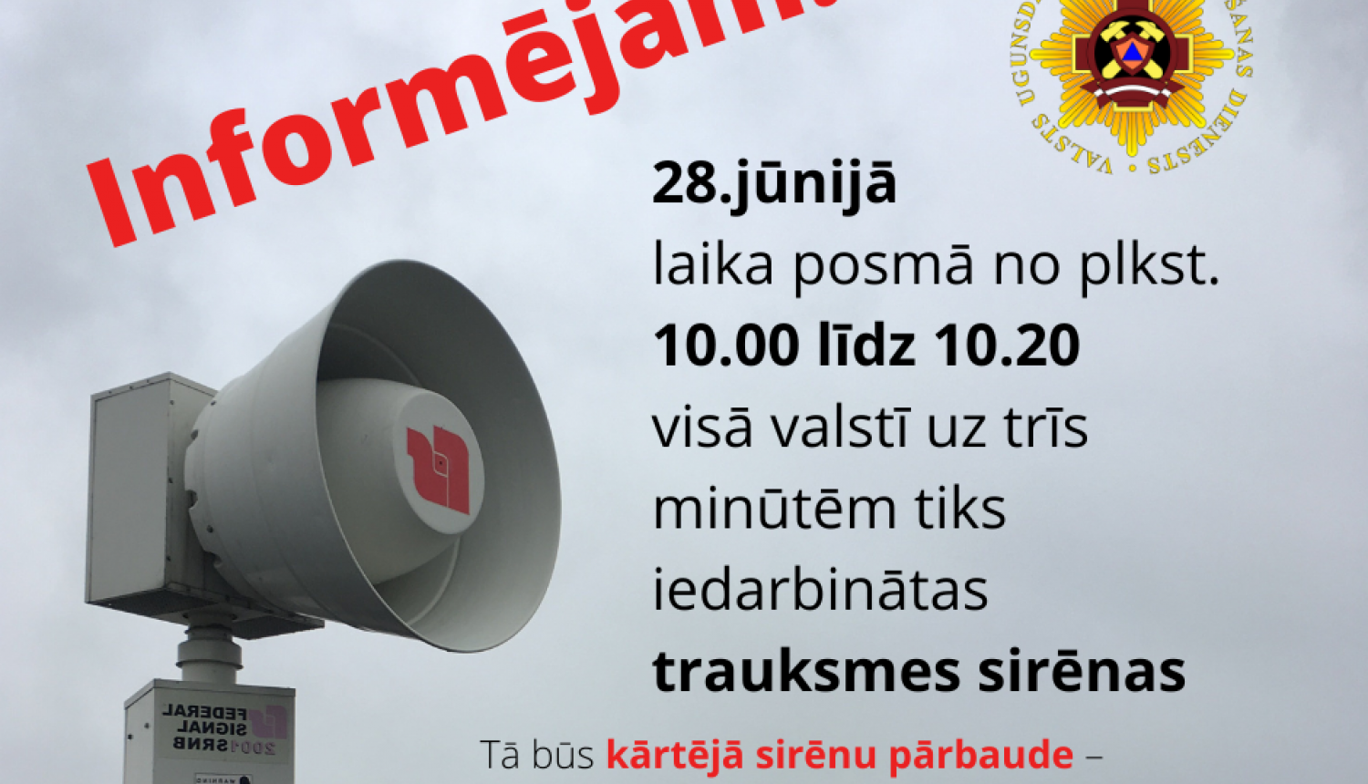 VUGD sirēnu pārbaude